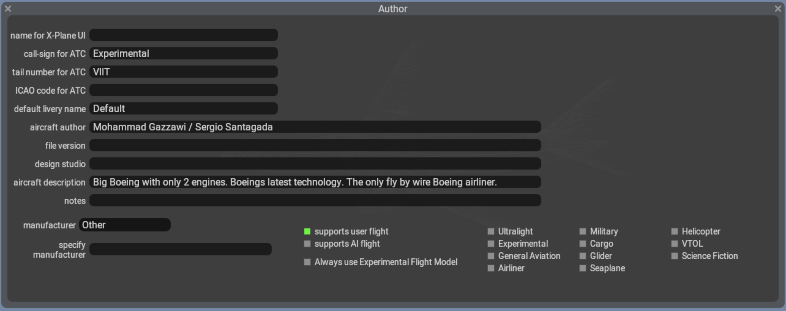 author screen